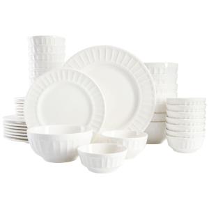 Aparelho de Jantar com 40 Peças em Porcelana, Serve 8 Pessoas, Gibson Home Zen, Branco