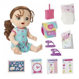 Boneca Hora da Escola com Acessórios Educativos para Crianças Acima de 3 Anos, Baby Alive, Cabelo Castanho