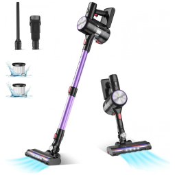 Aspirador de Pó sem Fio com Acessórios, Farol de LED e Sucção Potente 28000PA Ideal para Pets, 110V, Ganiza, Roxo