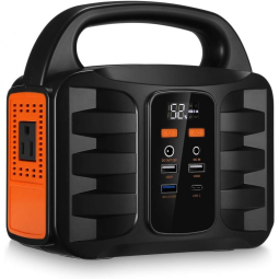 Estação de Energia Portátil 155W Saída AC 110V DC 12V, 10A USB e USB C Luz LED