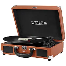 Toca Discos 3 Velocidades Bluetooth com Alto Falantes Embutidos Mala Portátil, VICTROLA VSC 550BT CG, Marrom
