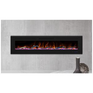 Lareira Elétrica de Embutir A45x182L com Controle Remoto e Digital, Luz LED, Chama Ajustável e Temporizador, 1500W, 110v, MASARFLAME, Preto