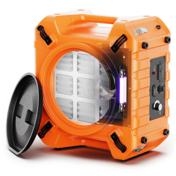 Purificador de Ar Industrial HEPA Pro 970 com Sistema de Filtragem de 3 Estágios e Saída GFCI, 115V, Alorair, Laranja