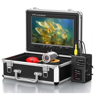 Câmera de Pesca Subaquática Portátil à Prova d com Monitor e Luzes Infravermelhas, Cabo 15 M, EYOYO, Preto