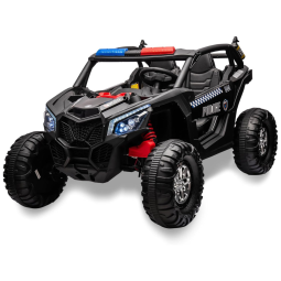 Carro Elétrico Infantil, Jeep da Policia com Controle Remoto, 2 Lugares, 4 Amortecedores, Bancos de Couro, Música e Luzes LED, 24V, Hetoy