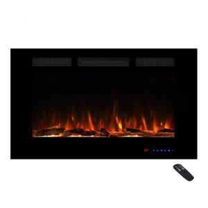 Lareira Elétrica de Embutir A54x91L com Controle Remoto, Luz LED e Chama Ajustável, 1500W, 110v, MASARFLAME, Preto