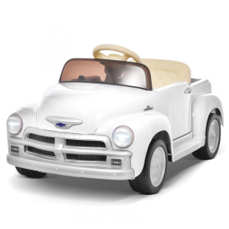 Carro Elétrico Infantil Chevrolet 3100 Pickup Licenciado Joywhale 12V, 1 Lugar, 2 Motores, Controle Remoto, 3 Velocidades, Retrô, Branco