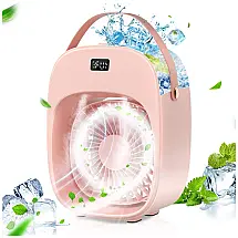 Climatizador de Ar Portátil de Mesa, Capacidade 480mL, 3 Velocidades, , BNT D18 Portable Air Conditioner, Rosa