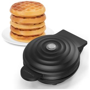 Mini Máquina de Waffle Antiaderente, Aço Inoxidável, 350W, Branca, 110v, CROWNFUL CF WM01, Branco