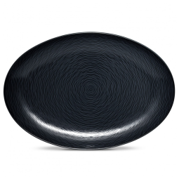 Prato Oval 40 cm em Porcelana, 01 Unidade, Noritake BoB Swirl, Preto