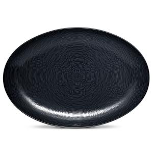 Prato Oval 40 cm em Porcelana, 01 Unidade, Noritake BoB Swirl, Preto