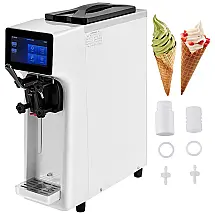 Máquina de Sorvete Profissional em Aço Inoxidável 28L por Hora com 3 Bicos e Tela LCD, 110V 2200W, VEVOR, Prata