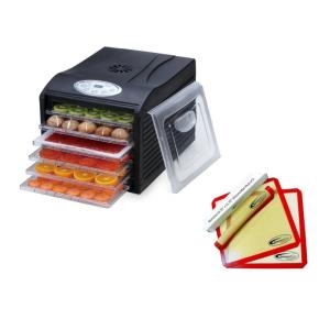 Desidratador silencioso Samson de 6 bandejas com bandejas de plástico - Temporizador digital e controle de temperatura