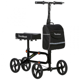 Andador de Joelho Direcionável até 136 kg com Sistema de Freio Duplo, BlessReach, Preto