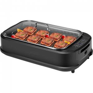 Ning Churrasqueira Elétrica Antiaderente Portátil, Serve até 8 Pessoas, 110V, 1660W, Preta