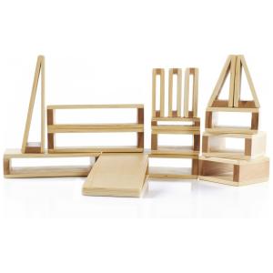 Blocos de construção ocos em madeira Guidecraft Mini Hollow Blocks com 16 peças para atividades de construção em grande movimento