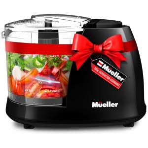 Mini Processador de Alimentos Multifuncional 360mL com Lâmina de Aço Inoxidável, 110V 100W, Mueller FC1500, Preto