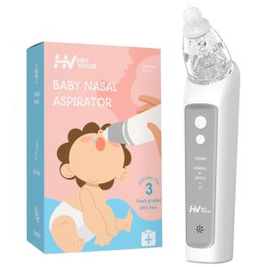 Aspirador Nasal Elétrico para Bebê HEYVALUE Recarregável com Sons Suaves, Branca
