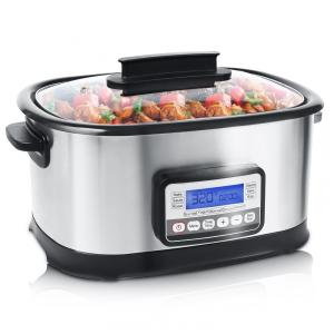 Panela Elétrica 11 em 1, 6L com Sous Vide, Antiaderente, Temporizador e Controle de Temperatura, 220V 1500W, Spoonlemon, Prata e Preta