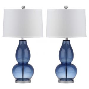 Abajur Luminária de Mesa, Estilo Tradicional com 73 cm de Altura para Quarto, Sala de Estar e Escritório, 2 Un, 110V 100W, Safavieh, Azul