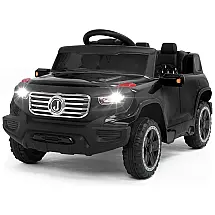 Carrinho Elétrico Infantil 12V 1 Lugar com 3 Velocidades, Luz LED e Suspensão a Mola - Preto
