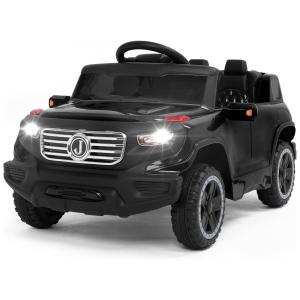 VALUE BOX Carro, Carrinho Elétrico Infantil a Bateria 12V 1 Assento com 3 Velocidades Luz LED e Suspensão de Mola, Preto