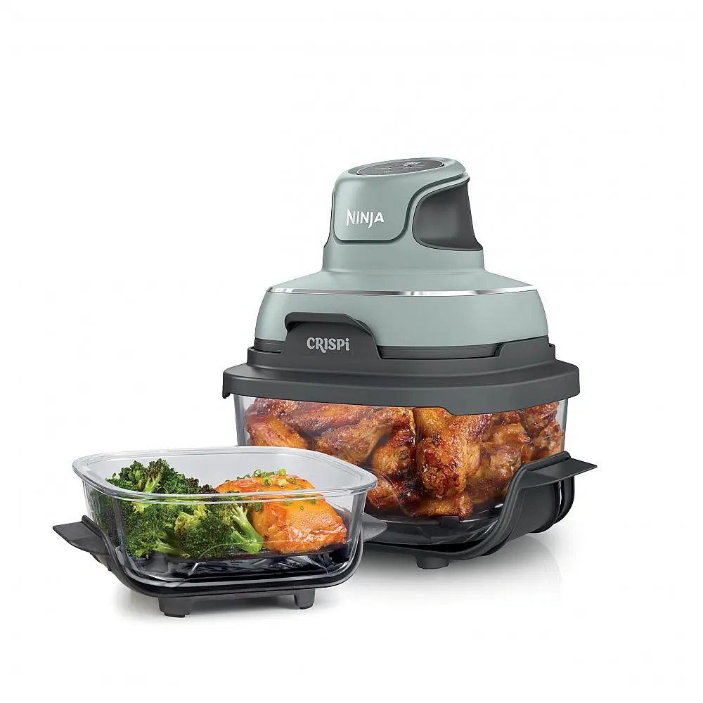 Ninja Crispi Air Fryer Fritadeira - Forno de Vidro Portátil, Compacto e Poderoso, 3,78 litros, 6 Copos, Contêineres de Vidro CleanCrisp