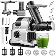 AMZCHEF ZM1517 Centrífuga de Frutas, Capacidade 700 mL, Aço Inoxidável, 150W, 110V, Prata