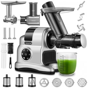 AMZCHEF ZM1517 Centrífuga de Frutas, Capacidade 700 mL, Aço Inoxidável, 150W, 110V, Prata