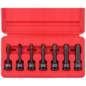 Ferramenta Automotiva Tekton Conjunto de Soquetes de Brocas Allen 7 Peças, NEIKO 01131B, Vermelho