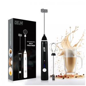 Espumador de Leite Elétrico com Bateria Recarregável USB e 3 Velocidades, DELM Black, Preto