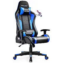 Cadeira Gamer GTRACING GT890M, Com Alto falantes, Bluetooth, Ergonômica, 360 Graus, Preto, Azul