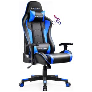 Cadeira Gamer GTRACING GT890M, Com Alto falantes, Bluetooth, Ergonômica, 360 Graus, Preto, Azul