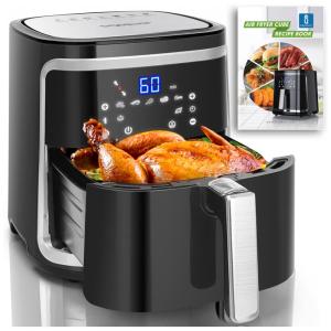 Fritadeira Elétrica AirFryer 7.4L com Painel Digital e Cesto Antiaderente, 110V, Aigostar, Preta