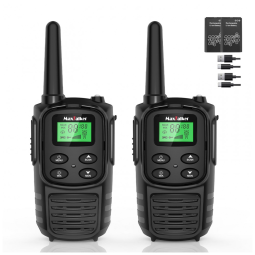 Rádio Comunicador Walkie Talkie MaxTalker Longo Alcance para Adulto, MT10 Recarregáveis FRS, Bateria Li-ion 1200mAh, Cabo USB-C