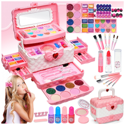 Kit de Maquiagem Infantil com 57 Peças para Crianças de 4 a 12 Anos, HERAPFANN