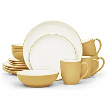 Aparelho de Jantar Noritake Amarelo 16 Peças em Cerâmica, Redondo, Elegância e Sofisticação para Sua Mesa