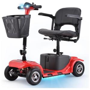 Cadeira de Rodas Elétrica para Adultos e Idosos, 4 Rodas, Leve e Portátil, com Faróis de LED e Cesta, Carregador Incluso