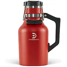 DrinkTanks Cooler Portátil para Garrafas de cerveja com Isolamento Duplo, Aço Inox, Vermelho