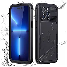 Capa para Iphone 14 Pro com Protetor de Tela Embutido e à Prova dÁgua, Zimu Joy, Preta