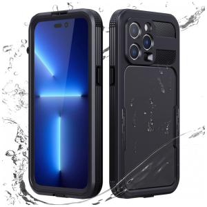 Capa para Iphone 14 Pro com Protetor de Tela Embutido e à Prova dÁgua, Zimu Joy, Preta