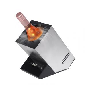 Porta Garrafa Térmico para Vinho em Aço Inoxidável com Tela Digital, COBALANCE CB 100, Cinza