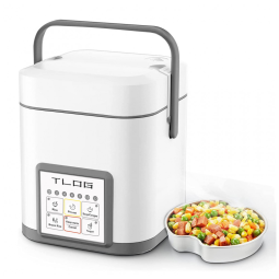 Panela Arroz Elétrica Multifuncional TLOG 1.2L com Revestimento de Cerâmica 110V, Cinza