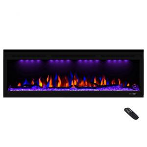 Lareira Elétrica de Embutir A43x127L com Controle Remoto e Chamas Multicolorida, 110V, Masarflame, Preta