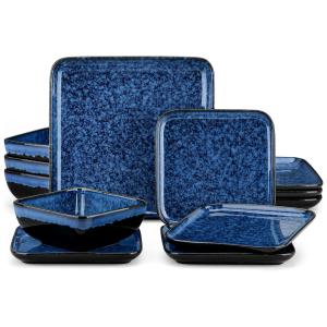 Aparelho de Jantar com 12 Peças em Cerâmica e Textura Crisântemo em Relevo, Vancasso, Vermelho