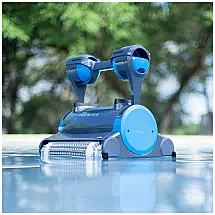 Robô Limpador de Piscina com Multimídia, Saco de Folhas Grande, Cronômetro Semanal e Limpeza de Linha de Água, Dolphin Premier, Cinza e Azul