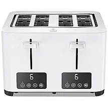 Torradeira de 4 Fatias com Tela LCD e 6 Níveis, 1500W, 110v, BBDAY, Branco