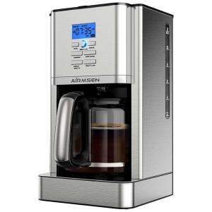 Cafeteira Elétrica Programável com Tela LCD, Antigotejamento e Aço Inoxidável, 110v, AIRMSEN CM1705BATE, Prateado