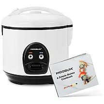 Panela de Arroz Elétrica 1,8 Litros com Vaporizador e Aquecedor Automático, 110V, MOOSUM, Branca