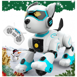 Cachorro robô programável R27 azul com controle remoto voz toque dança e som de animais